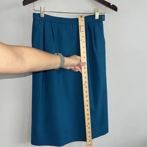 Pendleton Vintage Women's Midi Pencil Skirt 100% Virgin Wool USA Sz 8 Teal