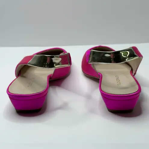 Tuckernuck Olivia Fuchsia Pink Chrome Silver Slingback Flats Shoes Size 7