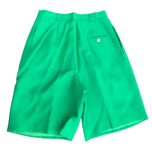Vintage 80s 90s JH Collectibles Kelly Green Linen High Waist Shorts 8 28” Waist