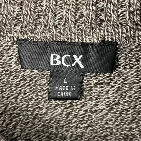 BCX Brown Cowl Neck Knit Ribbed 3/4 Sleeve Tunic Sweater, Size Large