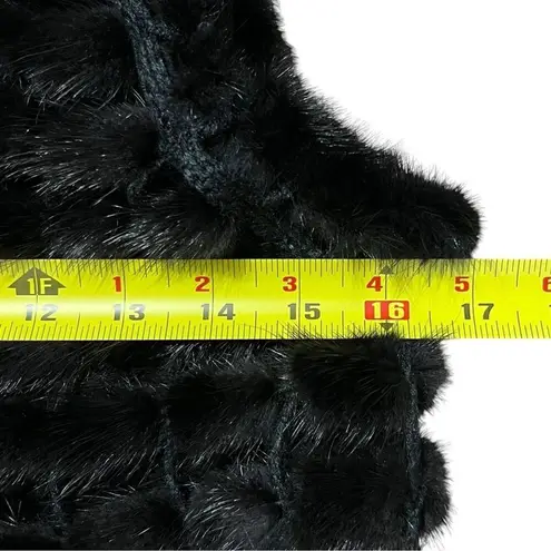 Ranch Mink Fur Vest with Crochet Black Genuine Mink Cozy Soft Statement Piece