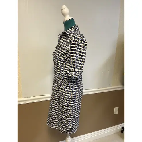J. McLaughlin Lawrence Shirt Dress S – Catalina Cloth Geometric Print 3/4 Sleeve