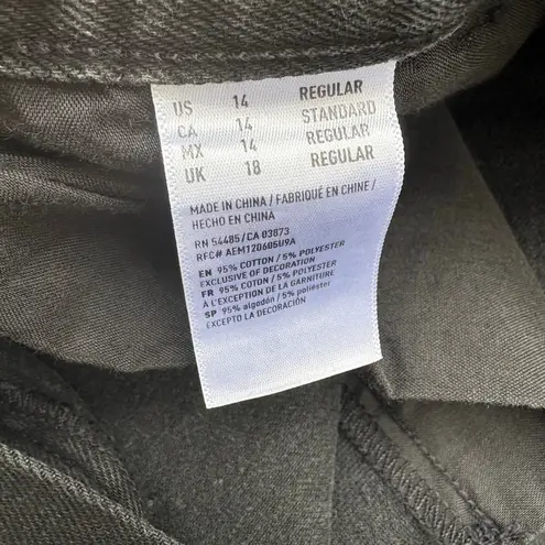 American Eagle Mom Jean Sz 14 NWT Destroyed Black Faded High Rise Grunge Y2K