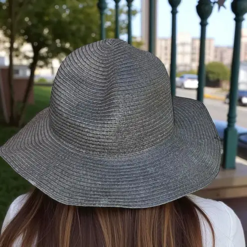 H&M Divided Straw Floppy Straw Sun Hat Large 58 Wide Brim 3.5" Beach Holiday Black