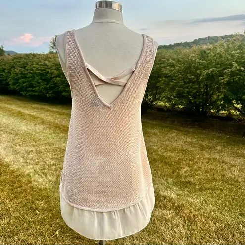 August Silk Women's Cross Back Ruffle Hem Sleeveless Top