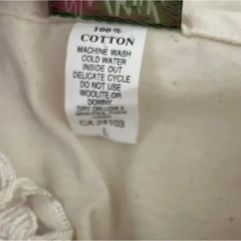 Vintage Cactus California Women Top L Cream Embroidered Appliqué Floral Cottage Size L