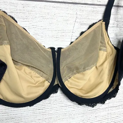 Chantelle Black Lace Rive Gauche Full Coverage Underwire Bra Size 40DDDD