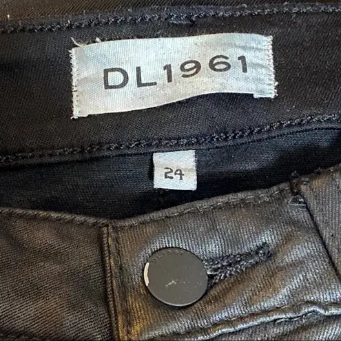 DL1961 Emma Power Coated Legging Rio Raw Hem Size 24 Party Dark Academia Goth