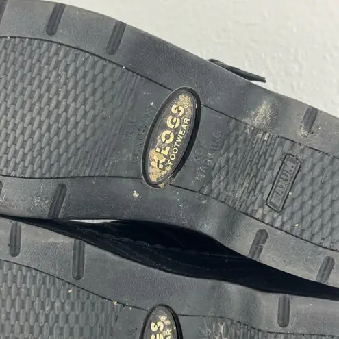 KLOGS Footwear Black Leather Flower Embossed Austin Oil & Slip Resistant Clogs Size 8.5