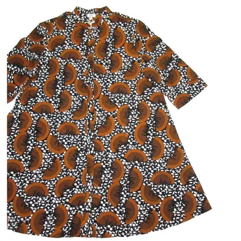 NWT ZURI Kenya Just One Dress in Slice of Life Cotton Button Down Shirtdress 1X Black