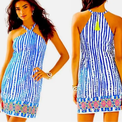 Lilly Pulitzer  Iveigh Blue Crush Bay Stripe Engineered Shift Dress Sz 10