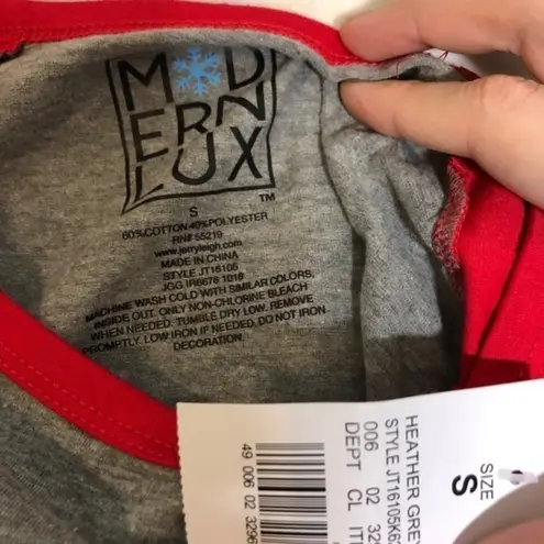 Modern Lux NWT Santa Claus Christmas Raglan Tee Gray Red New