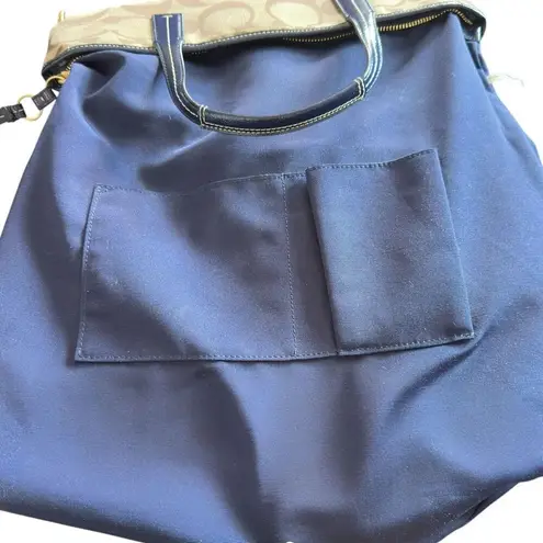 Coach Crossbody Signature Foldover - Khaki/Navy F23304 Jacquard Tote