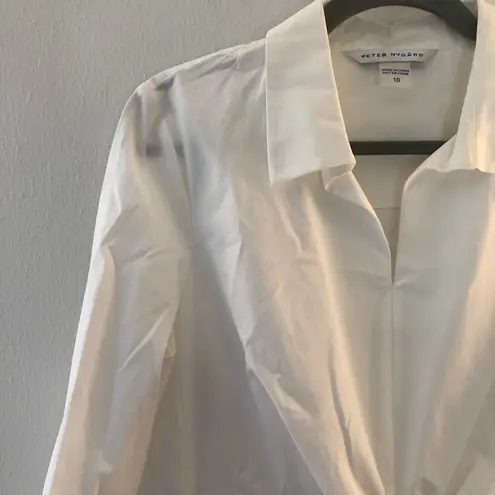 Peter Nygard Blouse White V Neck Twist Front Long Sleeve Sz 10 NWT Professional