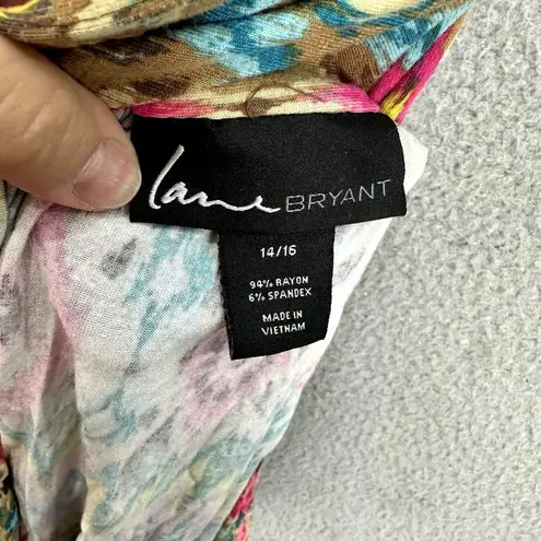 Lane Bryant  pull on mini skirt womens 14 multicolor geometric pleated dopamine