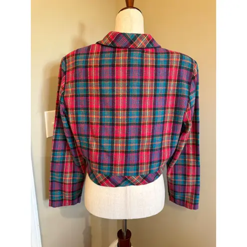 Vintage NYCC New York Clothing Co Plaid Cropped Zip Jacket Women's Large Pink