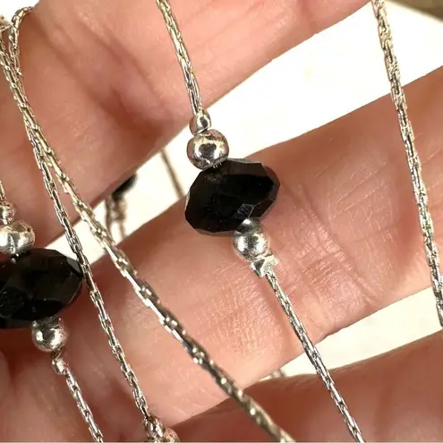 Alfani very long silver tone and black beaded necklace