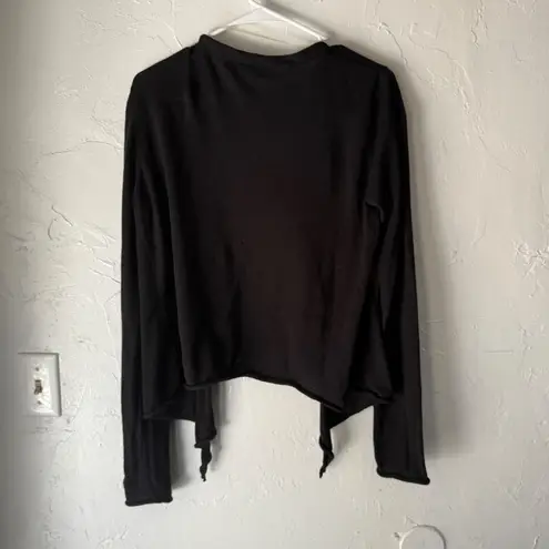 prAna Black Tie Front Open Cardigan Lightweight Cotton Blend Women's L