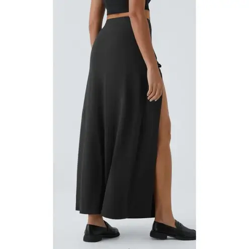 Halara NWT High Waisted Decorative Buckle Split 2-in-1 Maxi Casual Skirt Orange