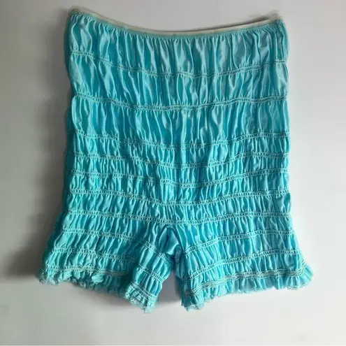 Vintage High Rise Ruffle Bloomers Medium Teal Blue 1970s