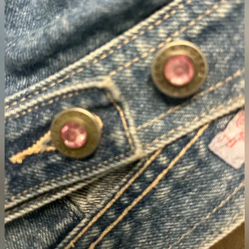 VTG 80s 90s LA GEAR cropped pastel patchwork streetwear jean jacket rockabilly L Size L