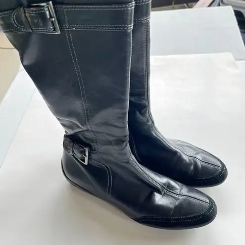 Paul Green Black Leather Adjustable Buckle Riding