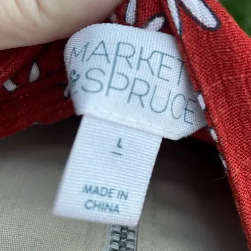 Market & Spruce Red Floral Sleeveless Top L large market spruce stitch fix flowers tank pretty