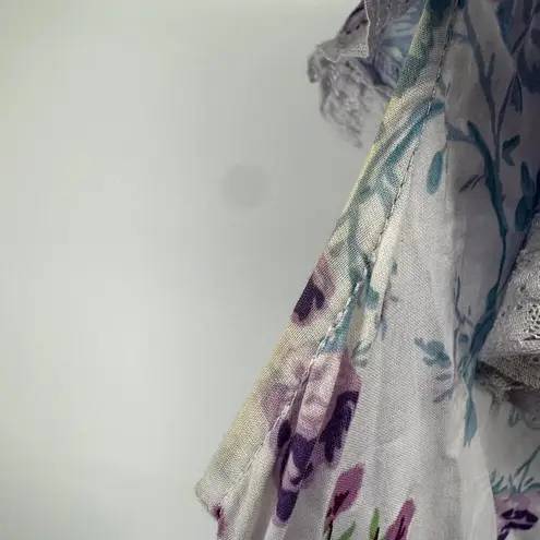 LoveShackFancy x Target Lou Dress Ruffle Tiered Floral Lace Trim Mini Purple L Size L