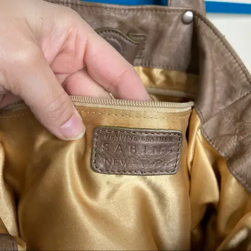 Sabina New York Brown Genuine Leather Double Handle Bag