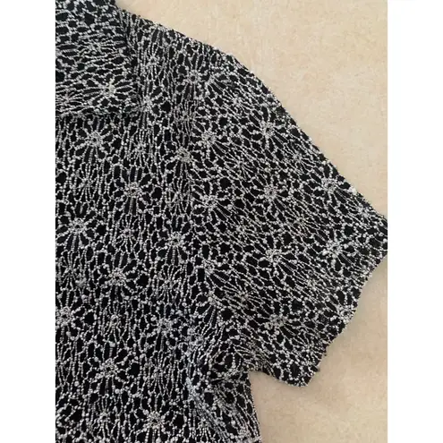 Nicola women's medium y2k black silver lace shirt whimsigoth 90s brat