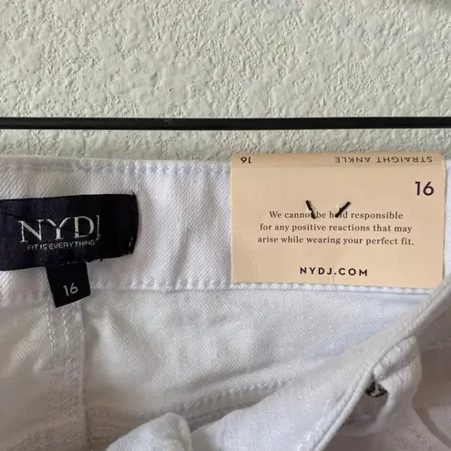 NYDJ NEW Marilyn Ankle Frayed Hem Denim Jeans White Size 16 Lift Tuck Technology