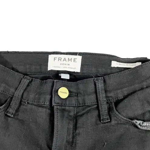 Frame  Womens Le Skinny De Jeanne Slim Jeans Black Distressed Denim USA 28