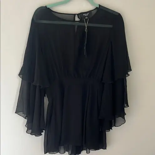 Beulah New with tagsBlack Sheer Ruffle Top by Size Medium