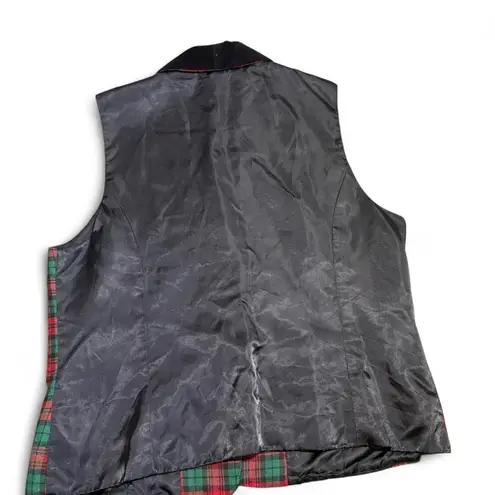 Karen Scott Vtg Large Plaid Christmas Holiday Vest Velvet Cottage Grandmacore