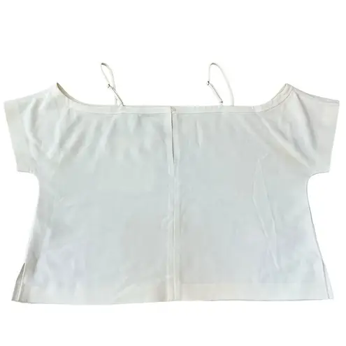 T Alexander Wang Women’s 0 Crepe Cold Shoulder Pocket Blouse Ivory White Simple