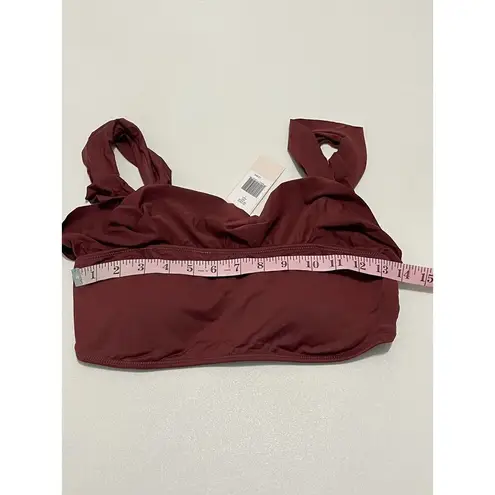 Eberjay Eberjey Jane Solid Port Ruffle Sleeve Bikini Top Swimsuit Burgundy Red Large