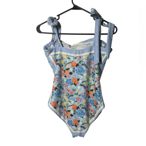 Visual Mood Grace Reversible Tie Shoulder One Piece Swimsuit SEE MEASUREMENTS Blue Size L