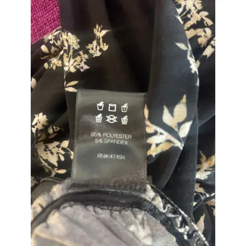 Norma Kamali Floral Print Shirred Jumpsuit STRETCHY SLINKY Wide Leg Black Sz XS