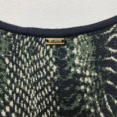 St. John Sport Women Sz 6 Greeb Black Animal Print Sheath Knit Dress