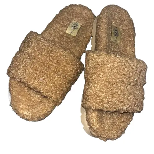 Serra Sherpa slip on platform slippers