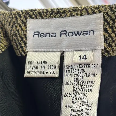 Rena Rowan Wool Blend Lined Pencil Skirt Knee-Length Size 14