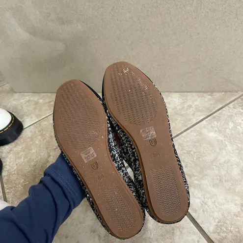 Rothy's round Flats Black White Tweed Knit Comfort Women's Shoes Size 8.5