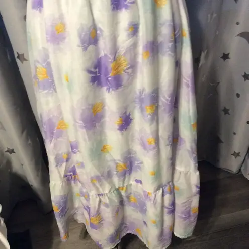 Cottagecore Puffed Sleeves Floral Dress Large L Lined Gathered Neckline