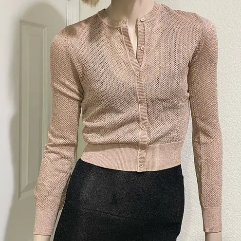 Missoni Rose Mauve Glitter Button Front Knit Cardigan Sweater Size 38 US2