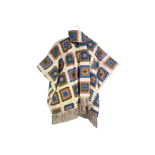 Hutch Rai Reversible Crochet Poncho Boho Granny Square Fringe Oversized M/L