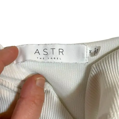 ASTR The Label Lala Ruffle Ribbed Bodysuit in White Size M - Image 11