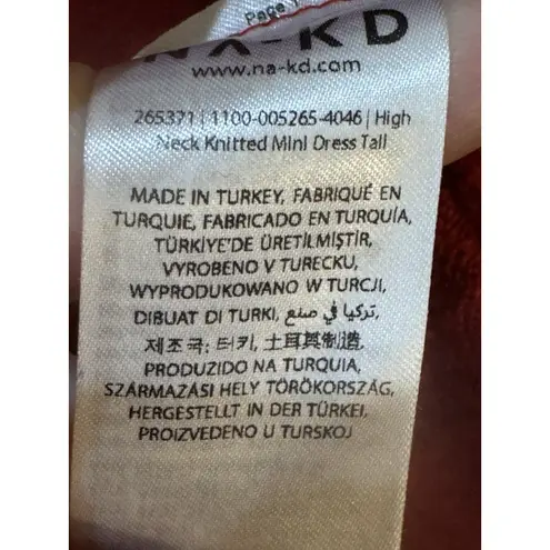 NA-KD Women Textured Casual Sweater Dress, Red Size Large Turtleneck