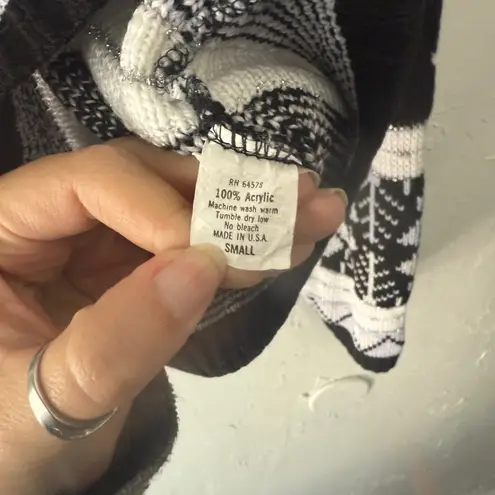 Vintage 80s Point South Fair Isle Acrylic Sweater Pullover Small Snow Ski Black