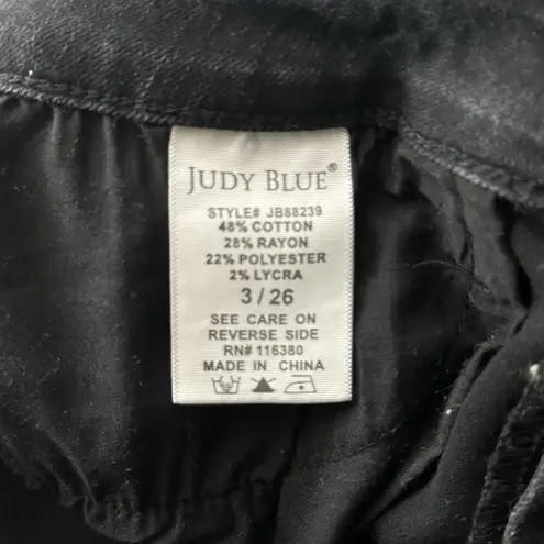 Judy Blue Jeans Womens 3 26" Black Capri Fit Fading Casual Neutral Grunge Gothic