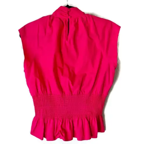 ZARA  Hot Pink Poplin Cotton Bow Sleeveless Blouse Size Medium